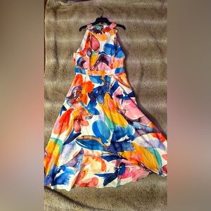 Tahari Arthur S. Levine Dress ‘Ivory Coral Floral’ size 16